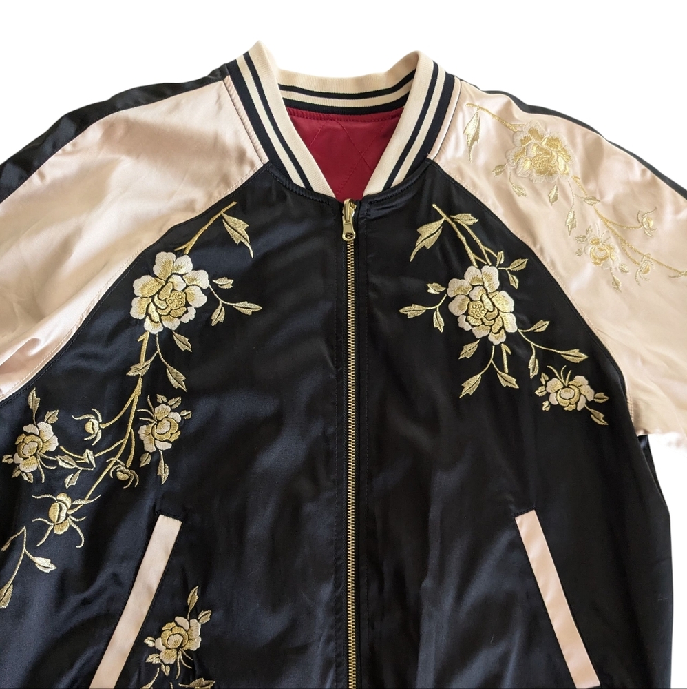 Express Reversible Satin Baseball Jacket Size Lar… - image 3